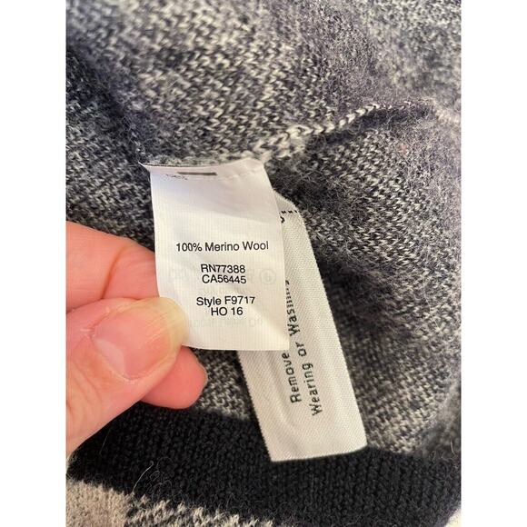 Madewell Small Merino Wool Navy White Plaid Long Sleeve Back Buttons Sweater - Picture 5 of 5